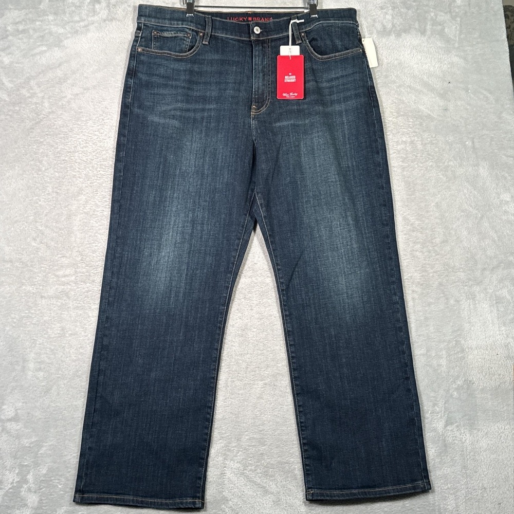 Lucky Brand Jeans Mens 38x30 Blue 181 Relaxed Straight Stretch Denim Coolmax